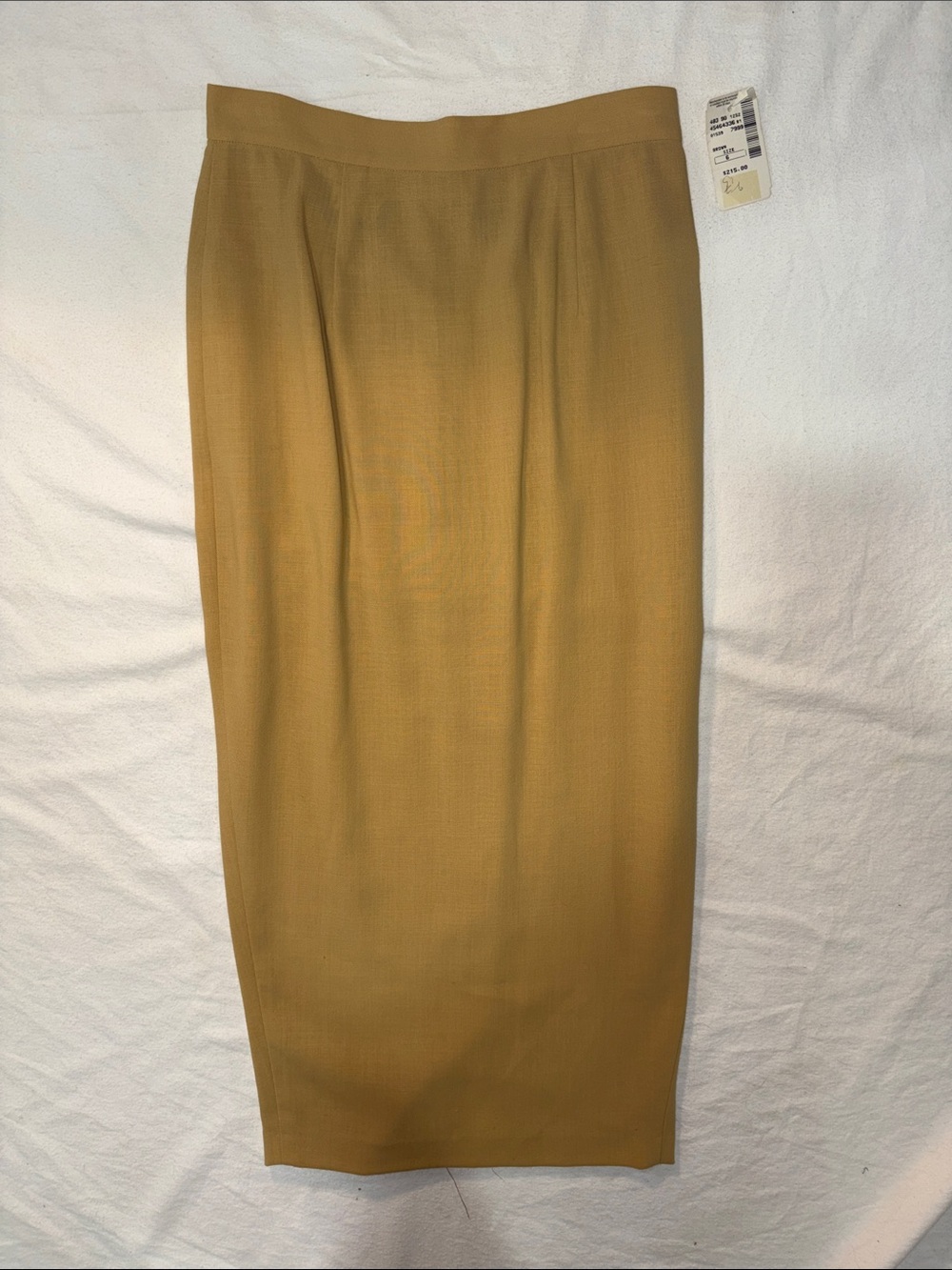 NWT DKNY Saks Fifth Avenue Camel Tan Wool Maxi Pencil Skirt Flaw - Size 6